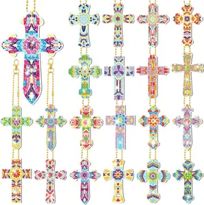 Diamond Painting Keychains Kit - 20 Pcs Keychains for Adults, 5d Key Chains, 5d Religious Crosses, DIY Crafts Gifts
