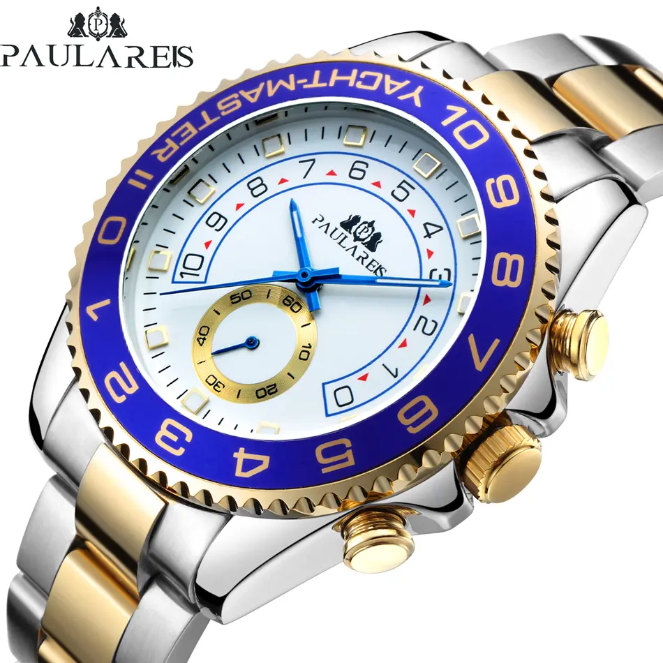 Automatic Watch for Men Mechanical Self Wind Stainless Steel Casual Gold Blue Master Fashion Luxury Wristwatches