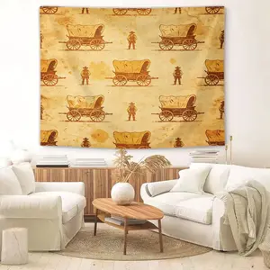 American Western Pioneer-Style Tapestry, High-Density Fabric, Wrinkle-Resistant, Convenient for Storage and Installation, Wall Background Decoration Cloth for Homestays and Studios