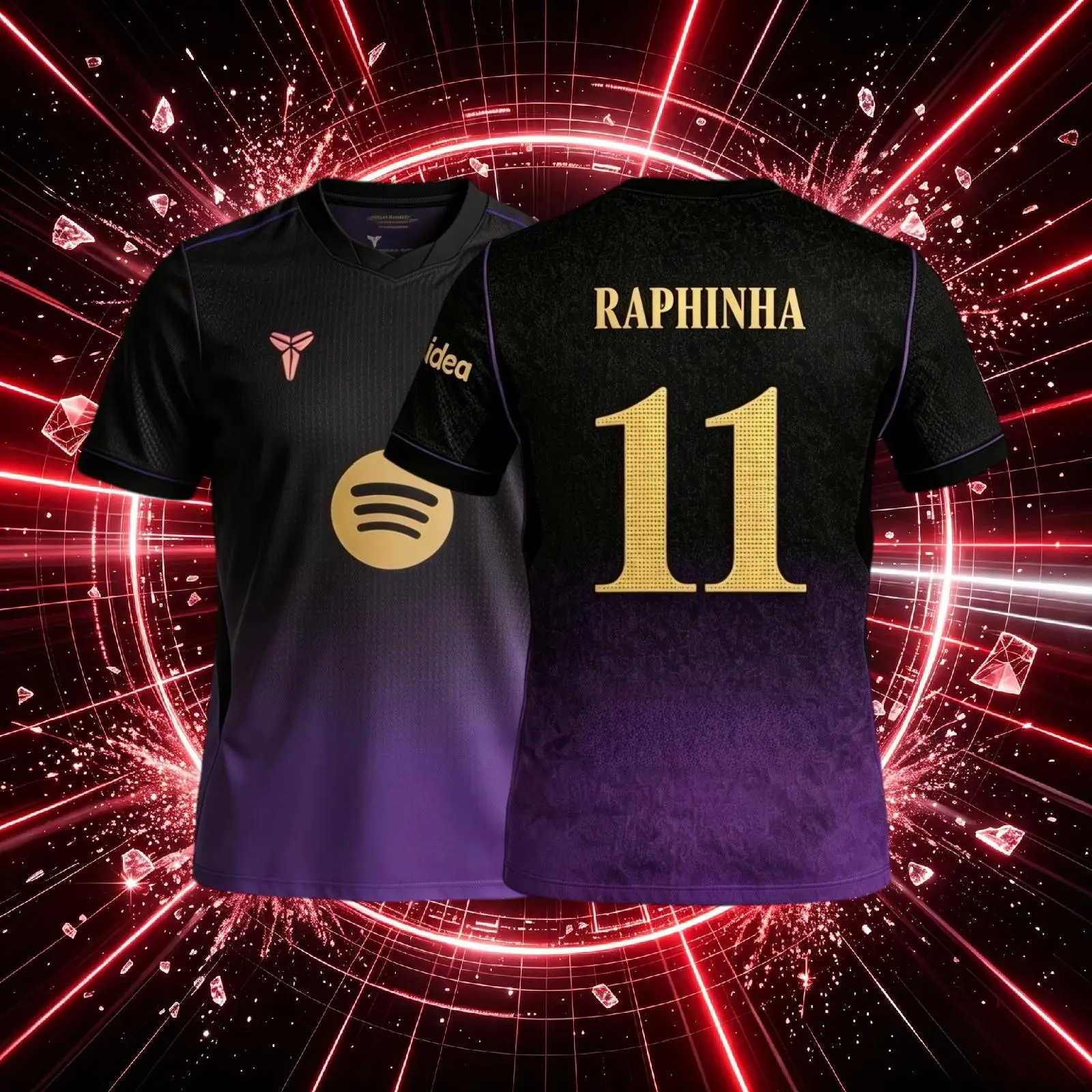 No.11 Raphinha 26 27 Away Black And Purple Short Sleeve Soccer Jersey Fans Version