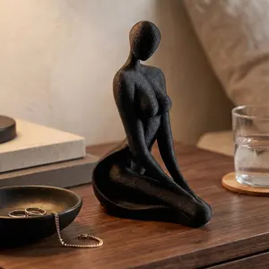 Kneeling Woman Figurine, Minimalist Silhouette Model, Abstract Female Art, 3D Printed Decor