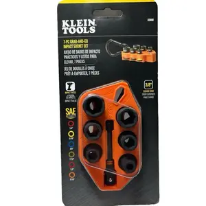 Klein Tools 33808 7-Piece SAE Impact Socket Set, 3/8” Drive, Grab-And-Go Design