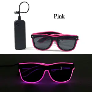 Glow in the Dark LED Sunglasses - Cyberpunk Pink Eyewear for Concerts and Raves