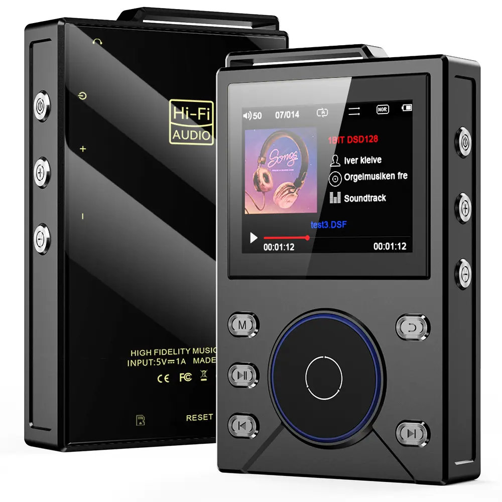 Hi-Fi Music Player Lossless Music DSD256 Master-Grade Audio Portable Player Bluetooth Car FM Radio Recording Function TF Memory Card Support Multiple Audio Formats Colour Display Extra-Long Battery Life, Mp3, Wireless, Travel, Compact, Dsd256 Support