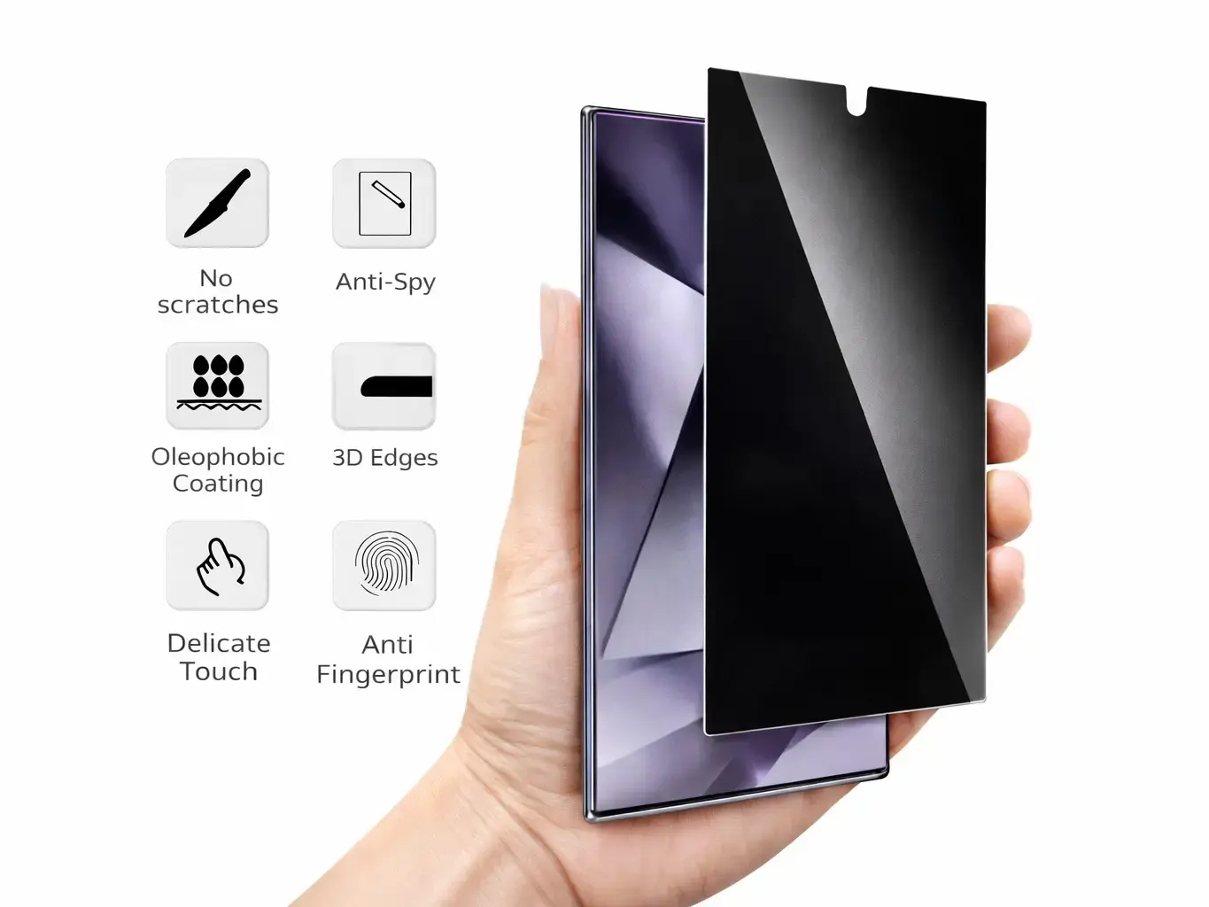 Privacy Screen Protector for Samsung Galaxy S25 Ultra – Anti Spy Glass Keeps Your Screen Private, 9H Durable Protection, Case Friendly, Crystal Clear, Easy Install