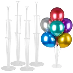 4 Sets Balloon Stand Kits, Balloon Sticks Holder with Base for Graduation, Birthday, Party
