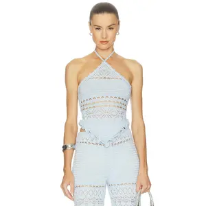 retrofete Sylvaine Crochet Top in Metallic Glace
