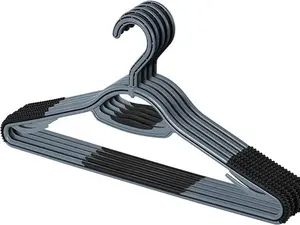 Non Slip Plastic Clothes Hangers 20 Pack, with Sure Grip Rubber, 360 Degree Swivel Hook, Space Saving (Steel Blue/Cool Grey) Organizer Smooth Hanging