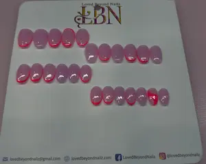 Blush Glow – Pink Neon French Tip Press-On Nails (All Sizes, Kids & Adults)