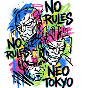 Neo Tokyo No Rules – Vibrant Street Art DTF Transfer | Ready to Press Heat Transfer