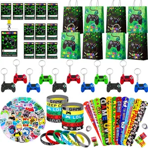 Video Game Party Favors for Kids, 110pcs Gamer Party Favors Set Including Video Game Wristband Slap Bracelets Keychain Vip Pass Ticket & Gamer Goodie Bags etc Gaming Party Favors for Boys