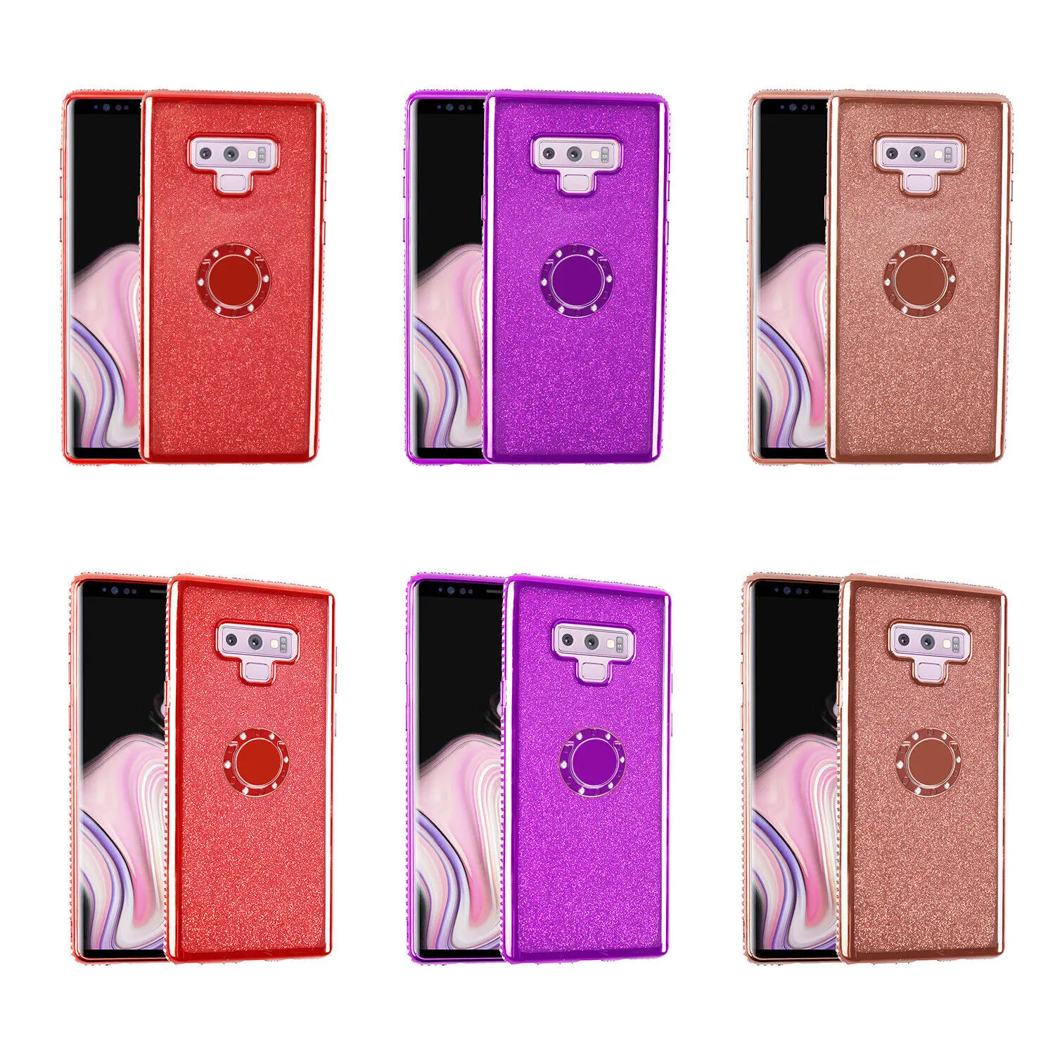 Doemoil For Samsung Galaxy S9 S9 Plus Note 9 Bling Glitter Stand Diamond Slim Case Cover