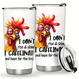 1pc Funny Chicken/rooster Tumbler with Lid - Insulated Leakproof 304 Stainless, Cute Farm Travel Mug for Coffee & Tea, Hot/ Beverage for Men & Women, Funny Gift for Valentines/Christmas
