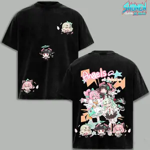 Men's Sunna Aria Nangong Yu Angels of Delusion Graphic Apparel, Classic Round Neck Shortsleeve 100% Cotton Oversized T-shirt, Zenless Zone ZZZ Gacha Game Fan Gift Unisex Menswear Top