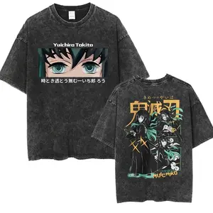 valentine shirts Anime Muichiro Tokito Graphics T Shirt Unisex Clothing Vintage Washed T-shirts Casual Oversized Short Sleeve T Shirts Streetwear Apparel
