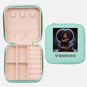 "Bold Beauty: Personalized Jewelry Travel Case Featuring a Stunning Black Woman"