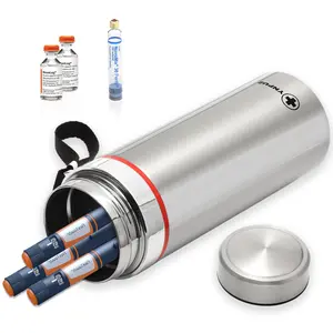 Ynpuz 48H Insulin Pens Cooler Travel Case TSA Approved Biogel Ice Packs Portable Insulin Cooler Diabetic Cooler Epipens Carry Case Medication Cooler for Travel with Thermometer（Silver）