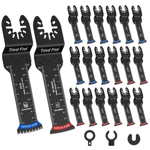 20 PCS Long Oscillating Saw Blades, Curved Edge and Japanese Teeth Blades Precise Cut for Wood, Multi Tool Blades Kits Fit 70MM
