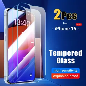 2 Pcs Tempered Glass For IPhone16/16Plus/16Pro/16Pro Max, Iphone 14 Plus/13/12 Protective Film 11 Pro X/XR/XS MAX Phone Screen Protector 15/15 Pro/15 Plus/15 Ultra Protection Smartphone Accessories