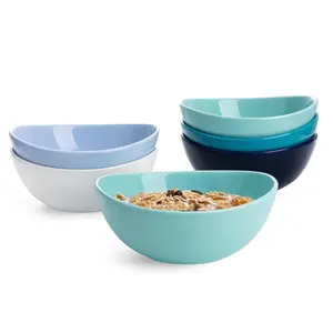 6" Porcelain Bowls 18oz – Set of 6 for Soup, Cereal & Rice, Microwave Safe