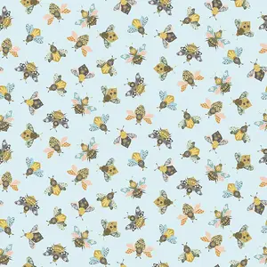 Fabric Dear Stella Designs Sky Busy Bees Sting Like a Bee by the Quarter Yard D3276