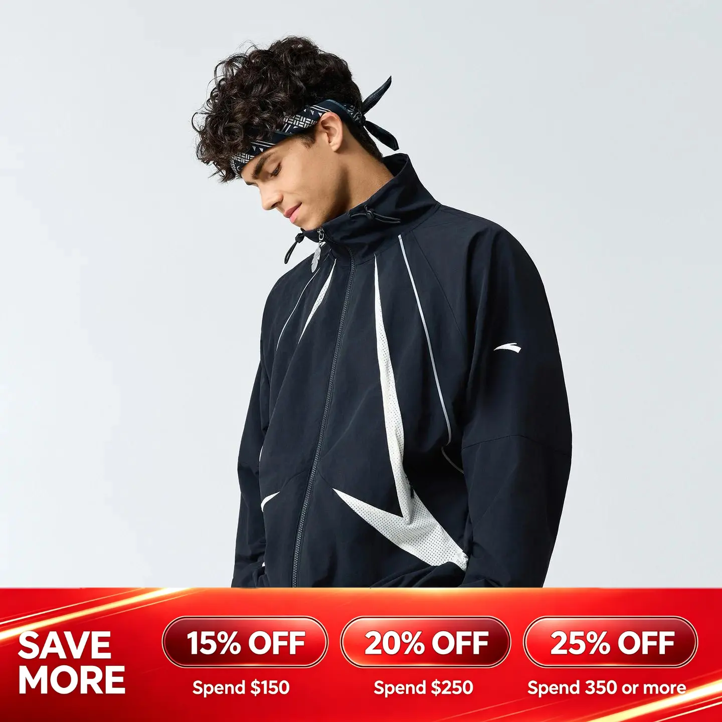 ANTA KAI Track Top Black Purple Sporty Jacket Activewear Long-sleeve