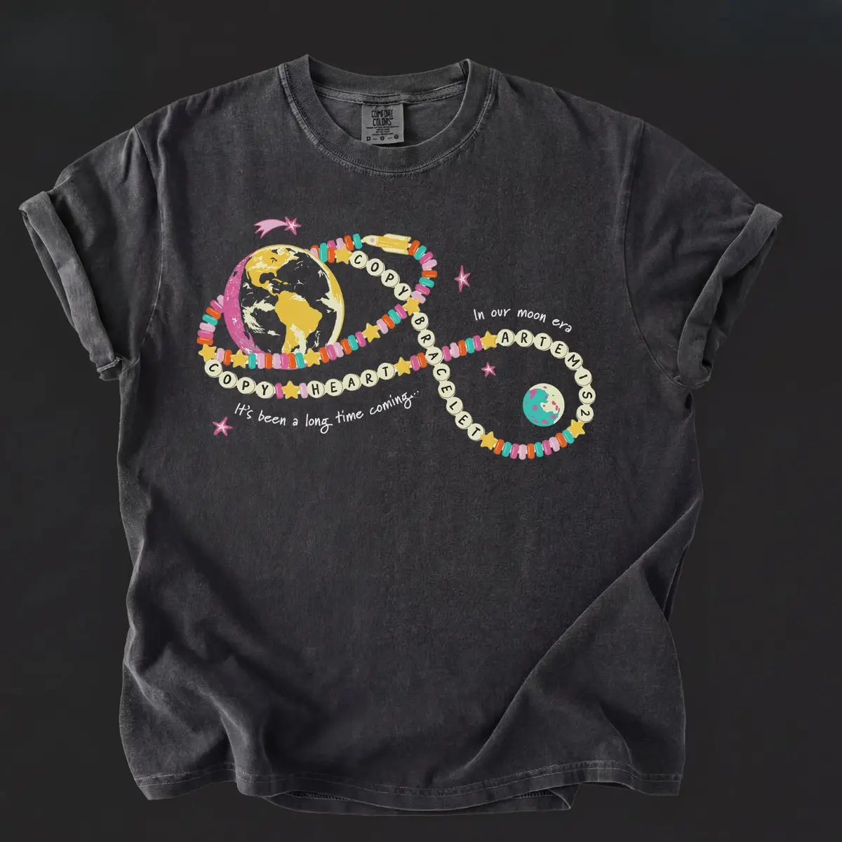 Comfort Colors Copy Heart, Copy Bracelet Artemis II NASA Inspired T-Shirt - Vintage Space Mission Graphic Tee, Moon Exploration Shirt, Retro Astronaut Unisex Casual Gift