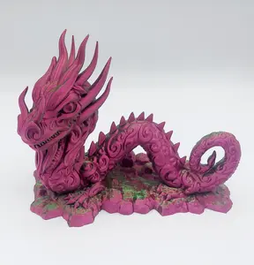 3D Printed Dragons, D&D Dragon Statue, Red and Green Dragon Decoration