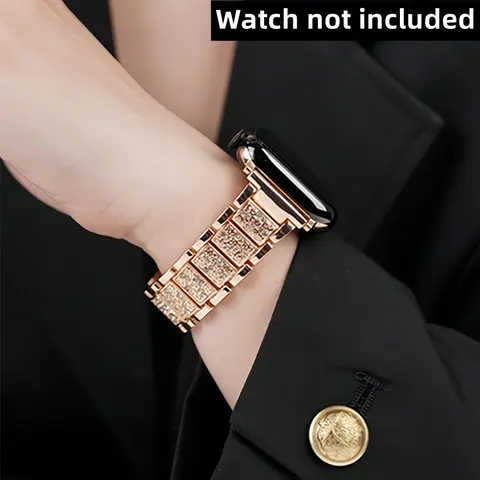 Rhinestone Decor Watch Band (Band Only), Smart Watch Replacement Watchband, Fashion Wearable Accessories Compatible with Apple Watch Ultra/Se/8/7/6/5/4/3/2/1