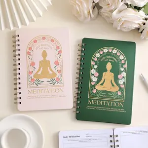 Daily Meditation Practice Journal Notebook, 1 Count A5 Spiral Bound Hard Cover Journal Notebook, Mindfulness Logbook for Deep Breathing, Just Relax, Reflection, Gratitude & Mental Health