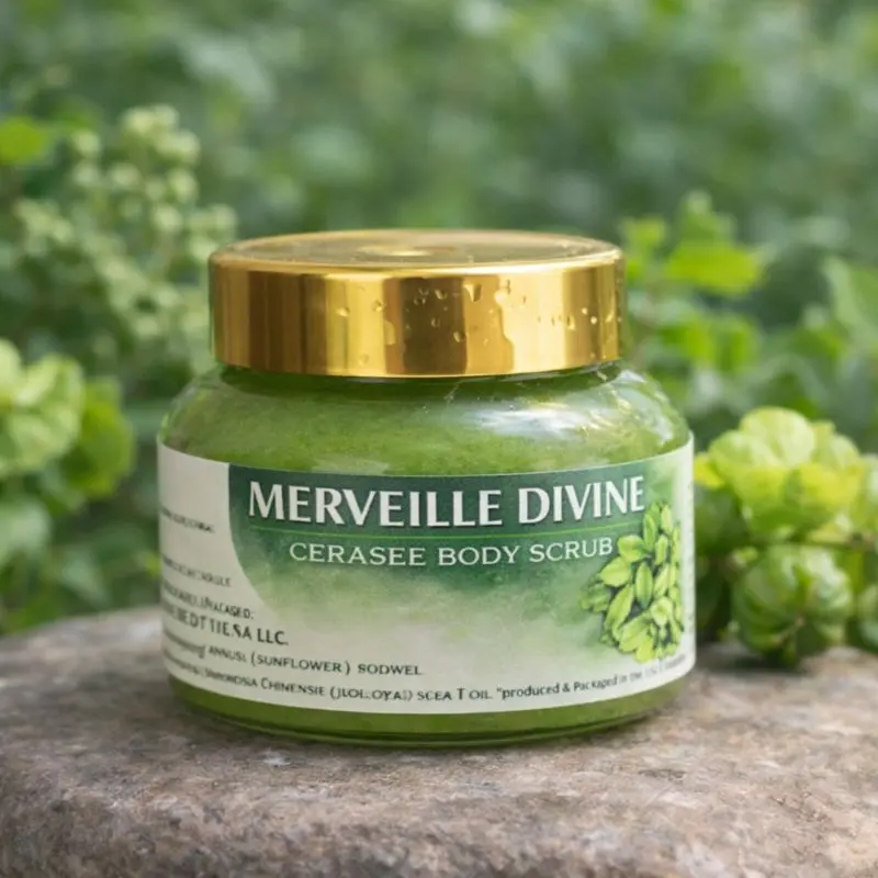 Merveille Divine Cerasee Renewal Body Scrub - Natural Sunflower Sodwel & Jojoba Oil Formula for Soft Skin