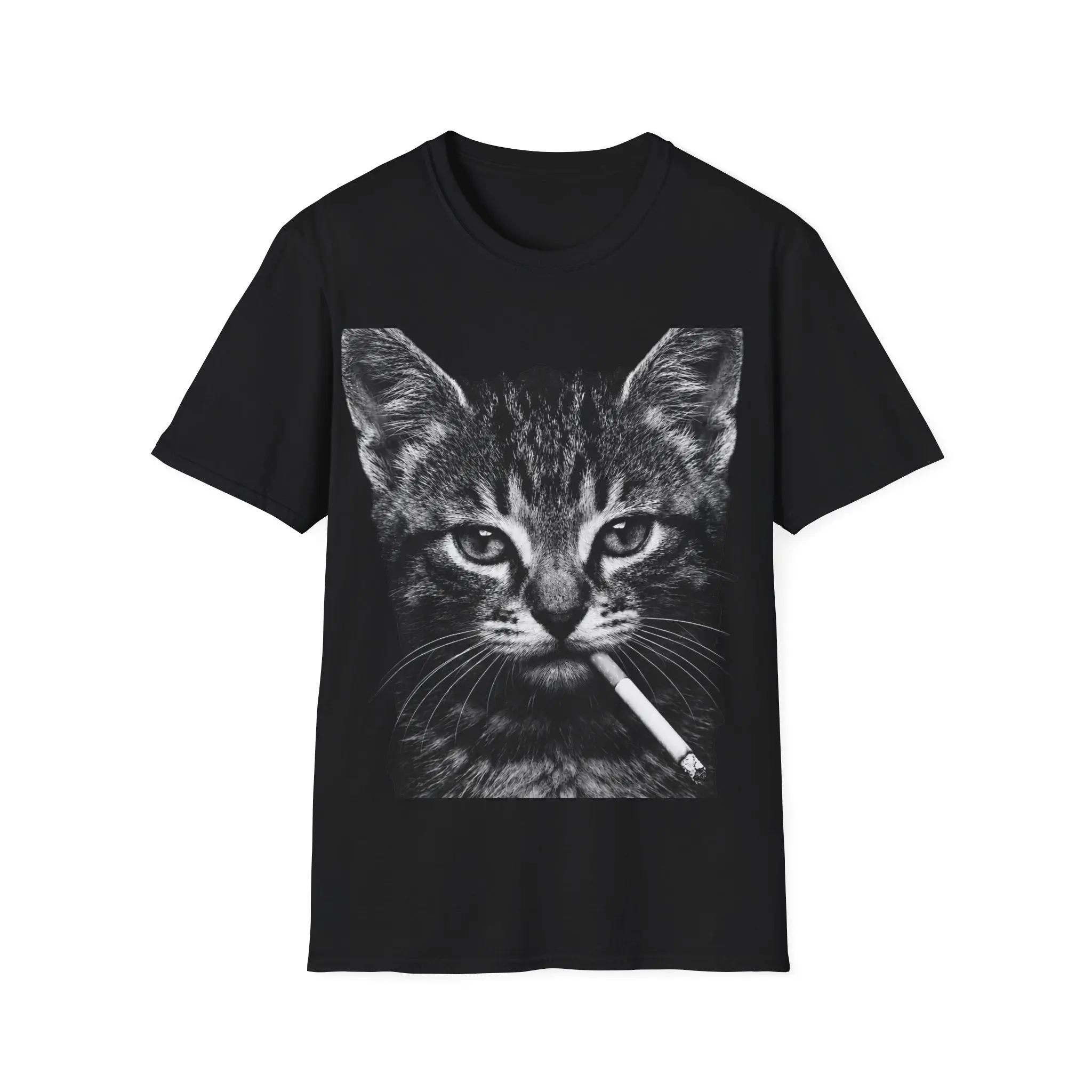Cat With Cigarette Graphic Tee — Edgy Retro Kitten T-Shirt