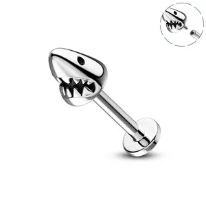 Oufer 16G Shark Head Internally Threaded Lip Stud Cartilage Stud Earring