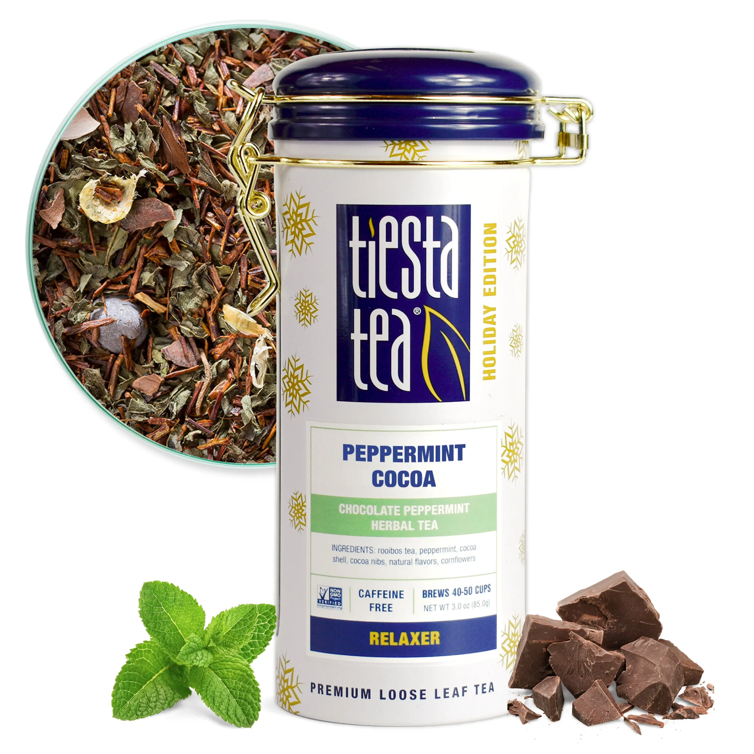 Chocolate Peppermint Herbal Tea, Caffeine Free Holiday Loose Leaf Tea | Tiesta Tea