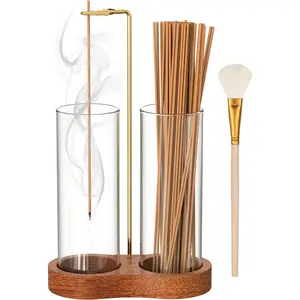 2 in 1 Incense Holder for Sticks, Anti-Ash Incense Holder, Upside Down Incense Burner Holder with Glass Ash Catcher & Incense Storage for Yoga Spa Meditation Home Decor