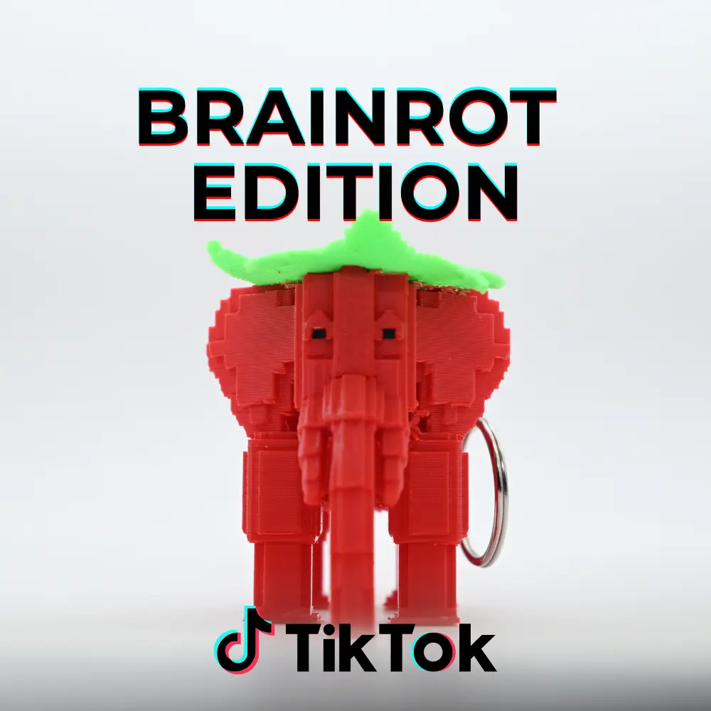 Brainrot Edition Strawberry Elephant Keychain Toy | Funny Meme ...