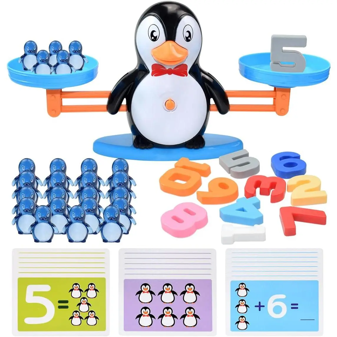 P-ITC098 Unisex ABS Penguin Balance Scale Toy, Number Counting Blocks Game, Montessori STEM Educational Maths Toy for Kids Ages 3-7, 4 Exciting Difficulty Levels, Encourages Early Math Skills, Fine Motor Development (Children’s Day Gift), Develops Problem