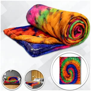 Neon Tie-Dye Swirls Polyester Fleece Soft Plush Blanket, 50x60in, Machine Washable, Suitable for Couch Bed Use, Ideal for Gifts