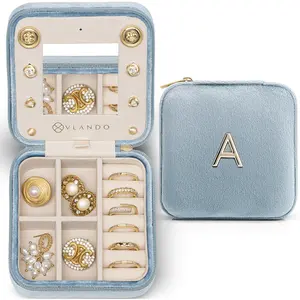 VLANDO PU Leather A-Initial Jewelry Storage Box, 2025 Multifunctional Portable Organizer for Teen Girls, Home & Travel Essential Gift Box, Portable Storage Box