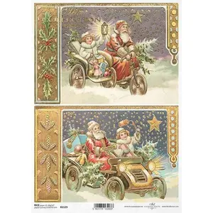 Santa Vehicle Postcard Rice Paper