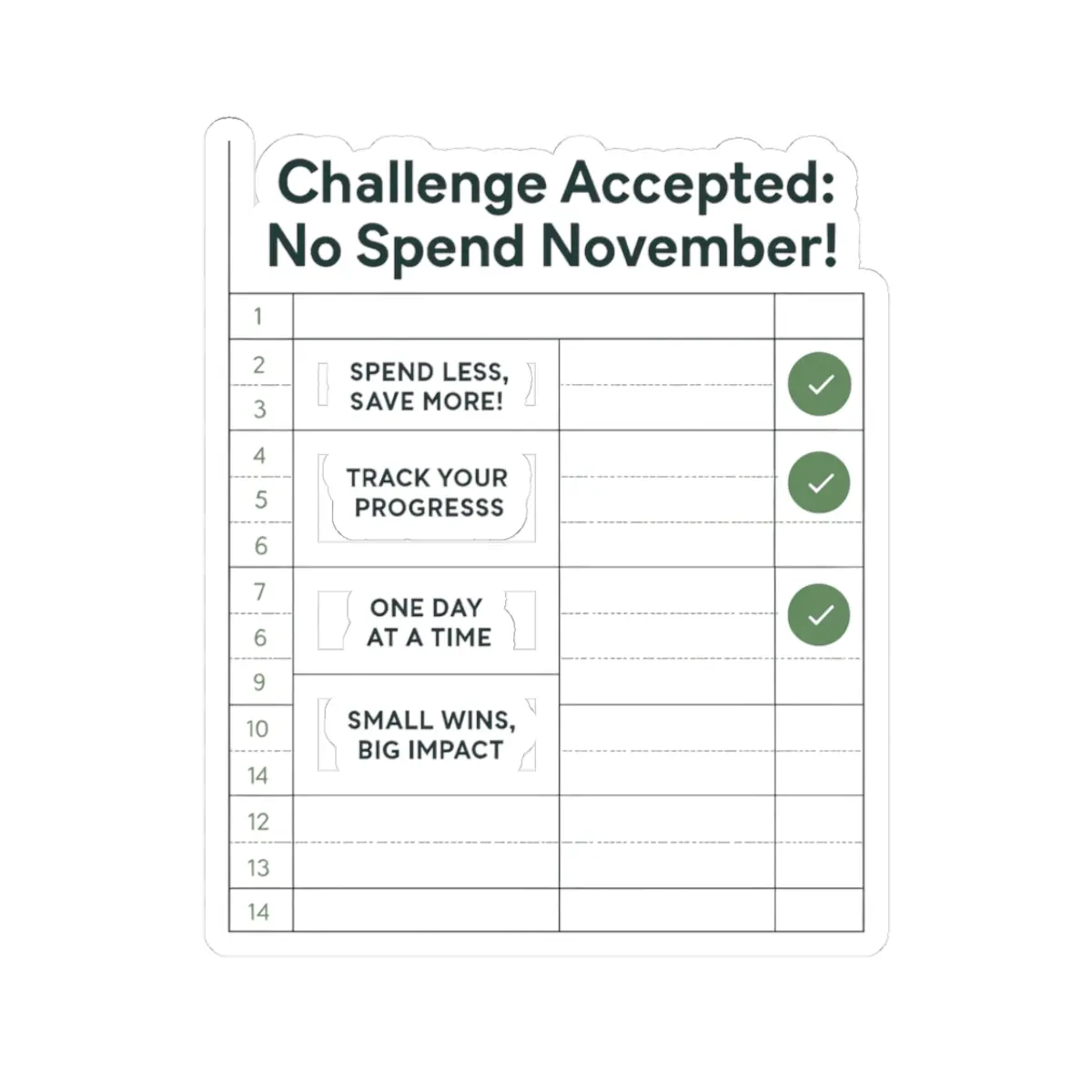 Challenge Accepted Sticker Pack, No Spend November Stickers, Budget Tracker Decals, Financial Goals Stickers, Motivational Planner Decor