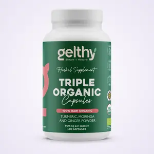 Triple Organic - Turmeric Moringa & ginger 100% Organic 500 mg. (120) Caps Supplement