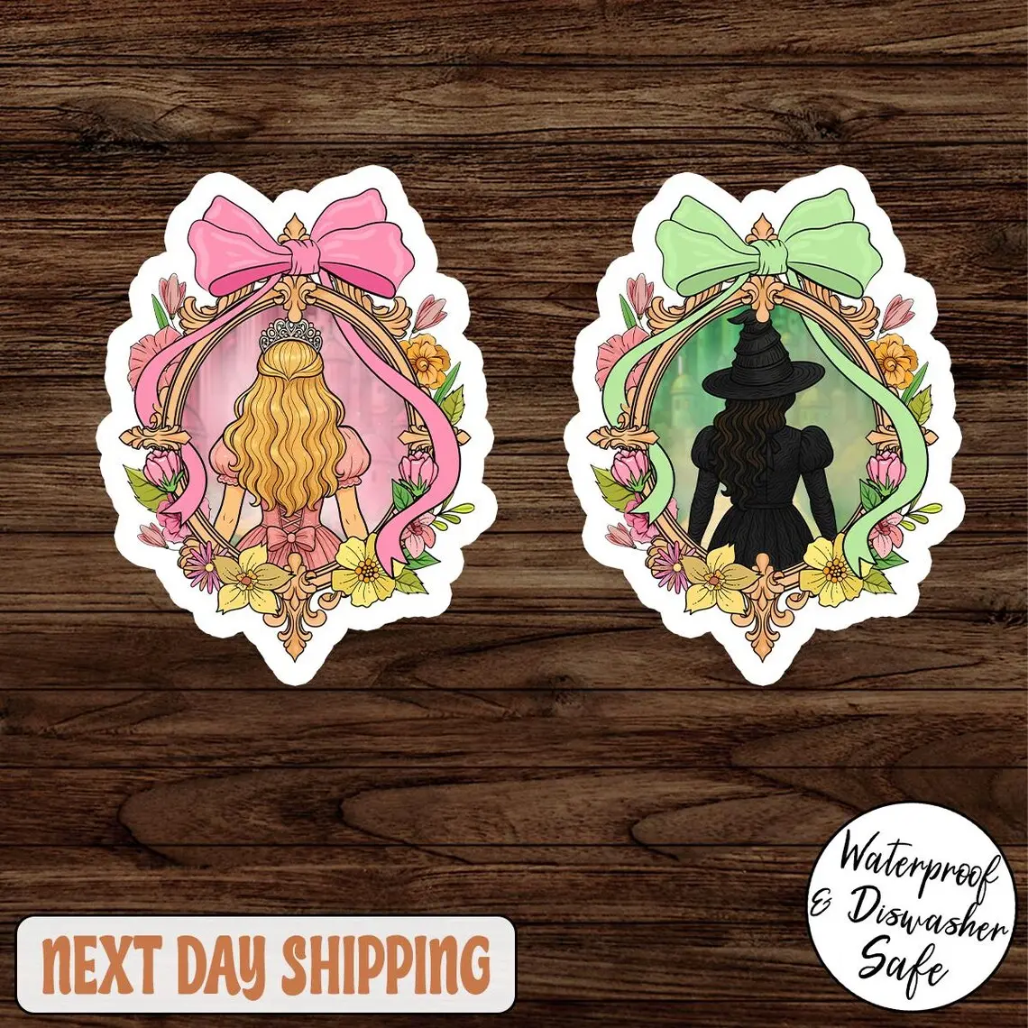 Elphaba and Glinda Sticker, Wicked Sticker, Changed For Good Wicked Sticker Sticker, Pink Goes Good With Green Sticker, Defying Gravity