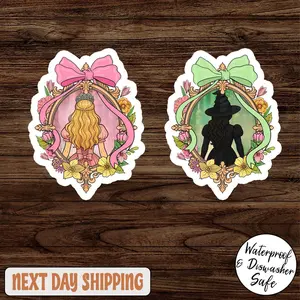 Elphaba and Glinda Sticker, Wicked Sticker, Changed For Good Wicked Sticker Sticker, Pink Goes Good With Green Sticker, Defying Gravity
