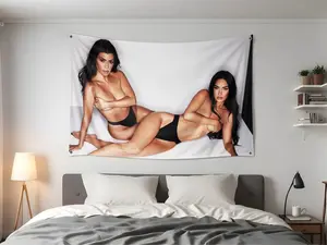 Megan Foxx & Kourtney Kardashian Flag Tapestry  |   Sexyy Girl Tapestry College Dorm Room Decor