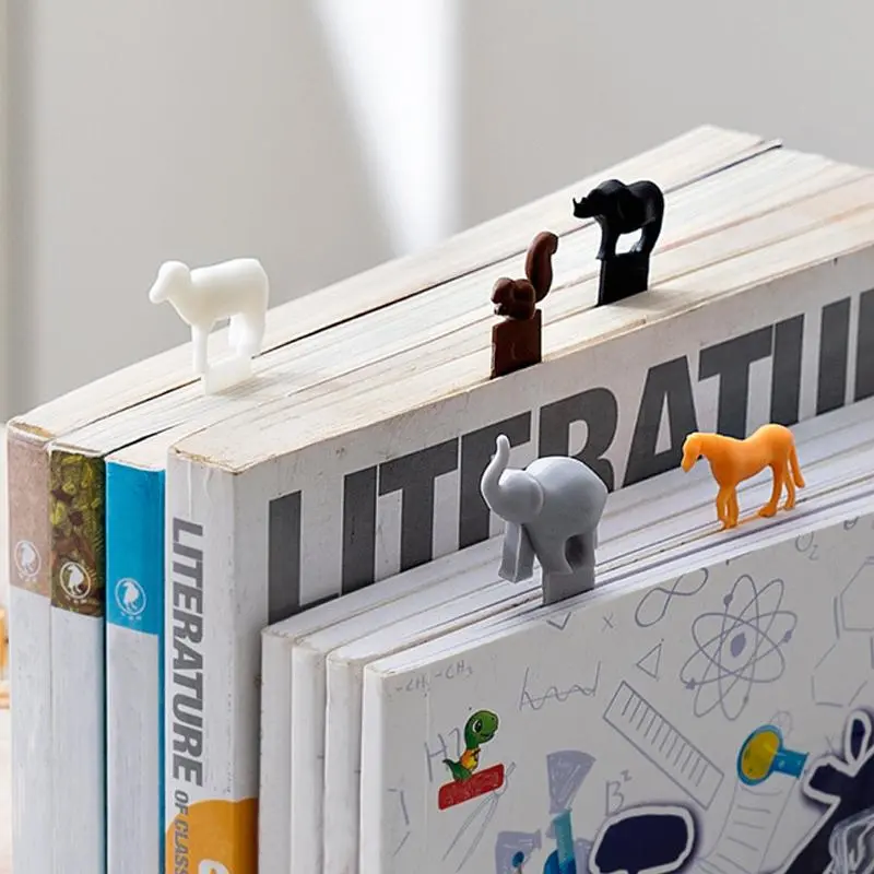 5/10pcs 3D Cute Animal Bookmarks Set, Durable Plastic, Novelty Book Lovers Gifts, Assorted Colors, Book Accessories