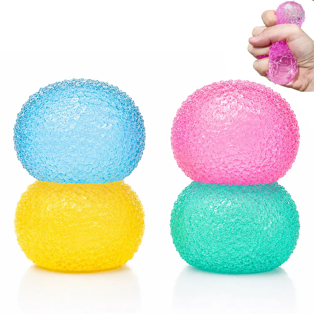 Crystal Mochi Stress Ball, Soft Stretchy Sensory Fidget Toy, Textured Squishy Squeeze Ball for Stress Relief, Desk Toy Gift for Kids Teens & Adults, Sensory Stress Reliever, Stretchable Stress Relief