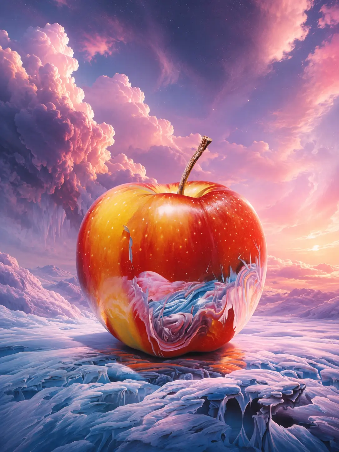 Fantasy Giant Apple Icy Landscape Diamond Painting - 11.8"×15.7"