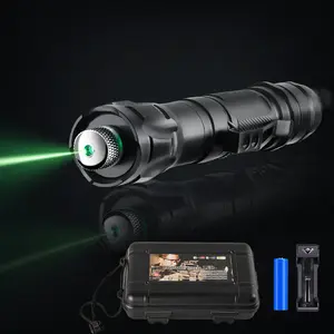 Green Laser Pointer with Kaleidoscope Cap, Rechargeable Handheld Laser Pointer, Adjustable Focus, Pocket Size Aluminum Alloy Design for Outdoor, Hiking & Night Use