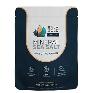 Baja Gold Mineral Sea Salt - Pure & Organic Natural Grain Salt for Cooking & Baking | Low Sodium, Authentic Baja Salt | Ideal for All Culinary Creations | 1 lb. Resealable Bag, 300+ Servings